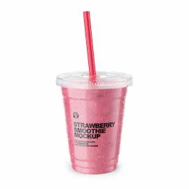 Strawberry Smoothie Cup With Straw